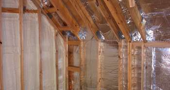 Radiant barriers on ceilings and walls can reduce heating and cooling costs